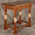 Augusta Stool black walnut, curly maple 18l x 13w x 16h