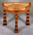 Franco Half-Round Table black walnut, butternut, birdseye maple 26w x 15d x 20h
